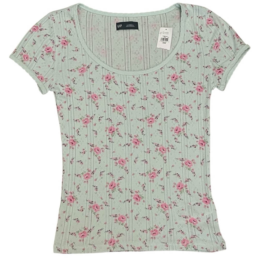 Gap Pointelle Floral Short Sleeve Top Size XXSmall New